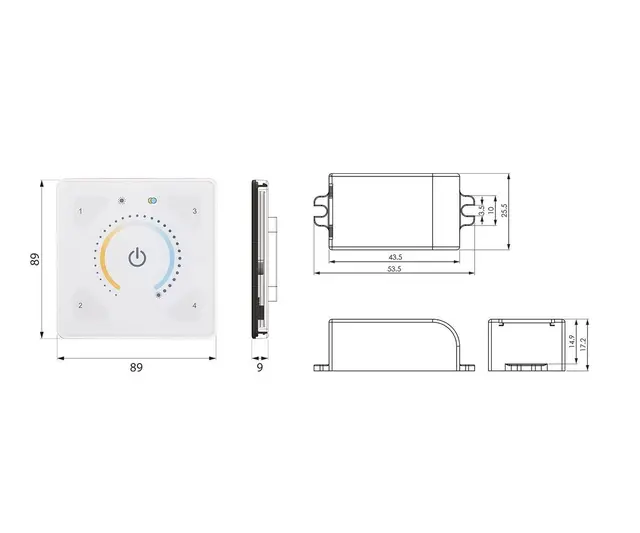 Illustris Power Kit 192PW Dim-to-warm kontroll, plast 