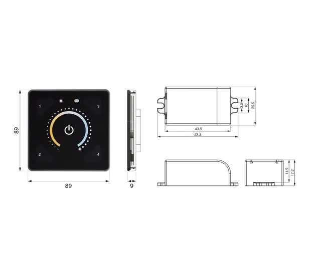 Illustris Power Kit 192PB Dim-to-warm kontroll, plast 