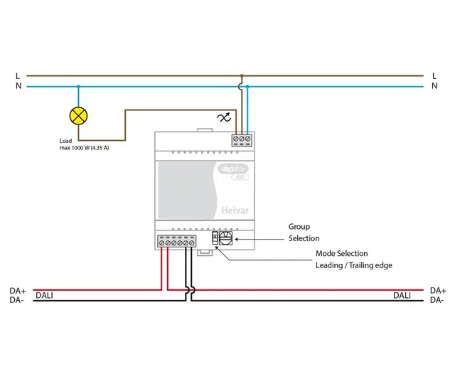 Digidim 452, dimmer, 1000 VA Skinnemontering 