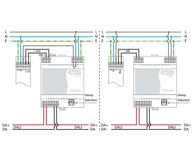 Digidim 472, converter, DALI - 1-10V/DSI Skinnemontering 