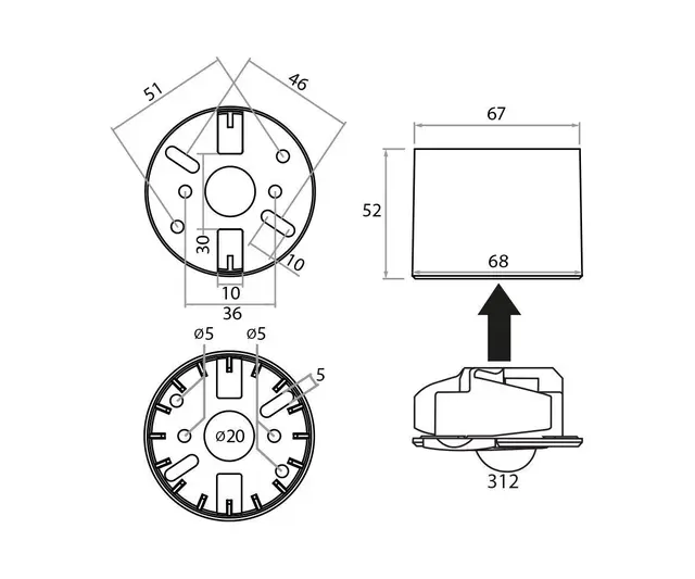 Påveggskappe Digidim 32x Sensor Hvit For Digidim 312/32X Sensor 