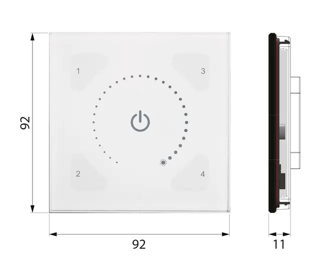 Illustris Panel Front 191GW Standard dimming glass, hvit 