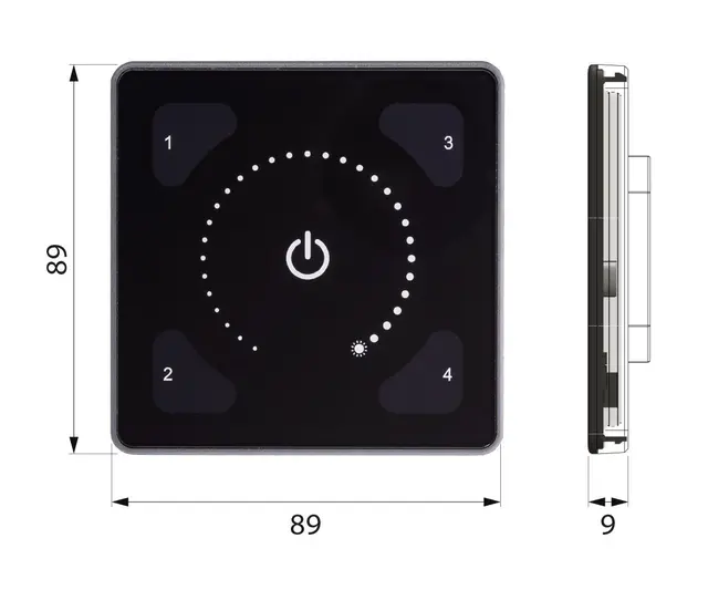 Illustris Panel Front 191PB Standard dimming plast, sort 