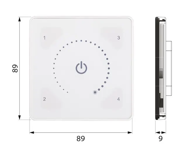 Illustris Panel Front 191PW Standard dimming plast, hvit 