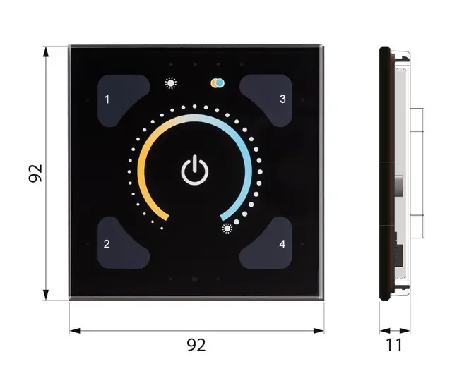 Illustris Panel  Front 192GB Dim-to-warm Glass, sort 