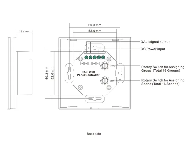 Dali Touchbryter RGBW 4sc AC 230V Hvit 