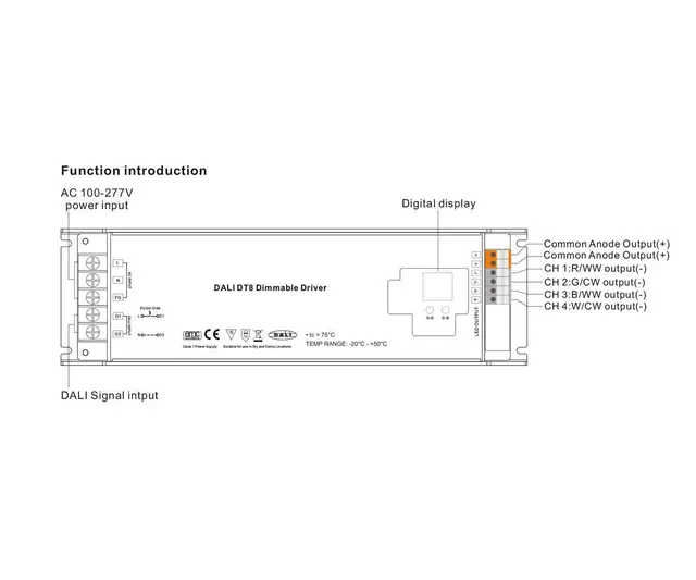 LED Driver 24V 200W 4ch DA DT8 RGBW 4 kanaler DALI DT8 PRO 