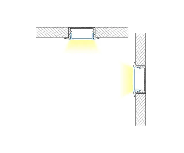 Aluminiumsprofil for innfelling, HL-B001 2M  Opal/Klar 