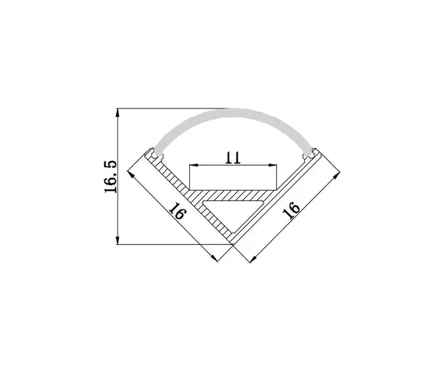 Aluminiumsprofil for Hjørne, HL-BAPL006 Aluminiumsprofil for Hjørne 2M Opal/Klar 