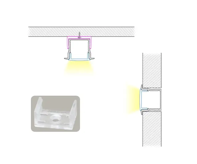 Aluminiumsprofil HL-BAPL003 Alu.profil 2M, innfelt H=15,6mm. 