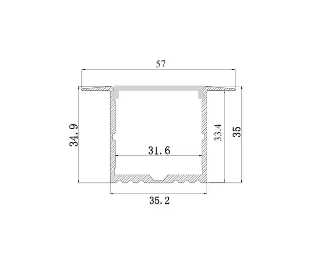 Aluminiumsprofil HL-BAPL017 Alu.profil 2M, innfelt, H= 34,9mm 