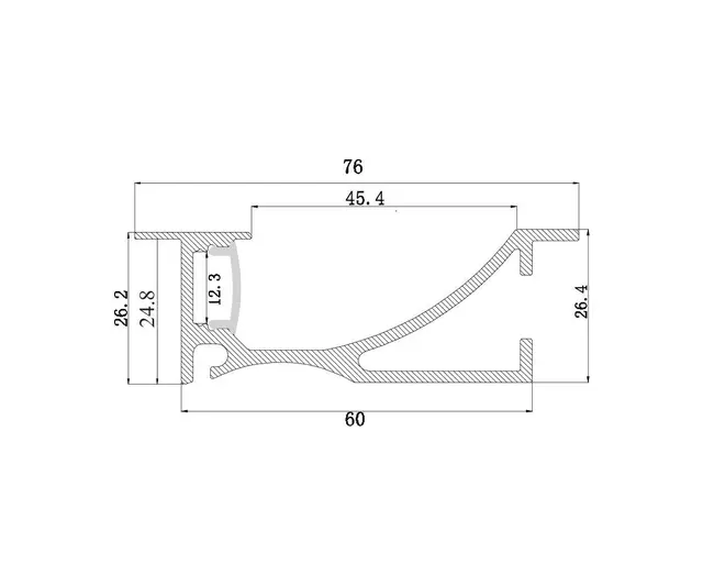 Aluminiumprofil HL-BAPL023 innfelling tak/vegg H=26,7/76 