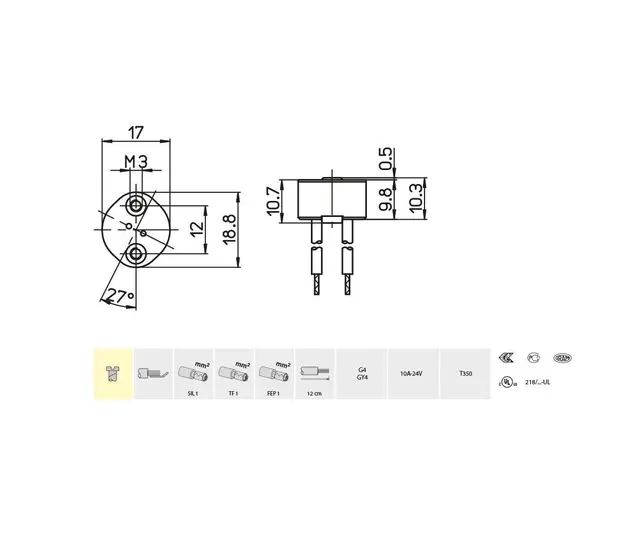 25.104.3521.90, lampeholder G4 Lavvolt halogen 