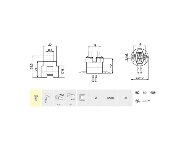 227/SF, lampeholder G9 