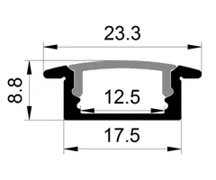 Aluminiumsprofil for innfelling, sort HL-B001