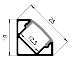 Aluminiumsprofil hj&#248;rne, sort HL-B007D 2M Sort Opal/Sort Avdekking  HL-B007D