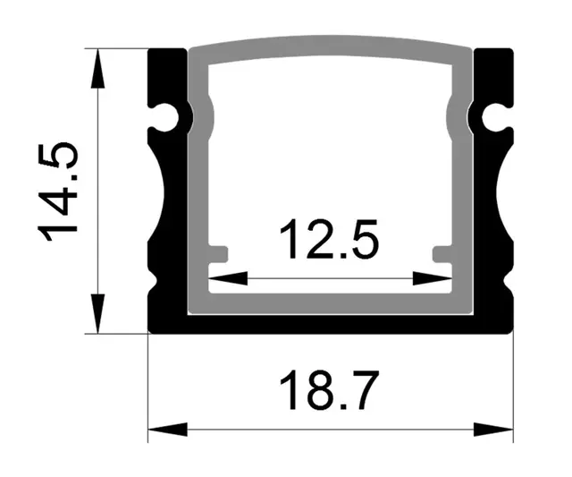 Aluminiumsprofil utenpål. Mont. SORT HL-B1715WW 