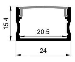 Aluminiumsprofil utenp&#229;l. Mont. SORT HL-B2416