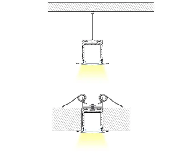 Aluminiumsprofil wire/vegg infelling m. montesje fjærer 