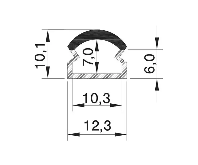 PMMA profil IP65 PMMA profil IP65 H:10,12mm 