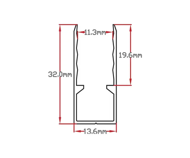 LED Neon F15 Monteringskanal, Høy, 1M LED Neon Al. 1M F15 Høy 