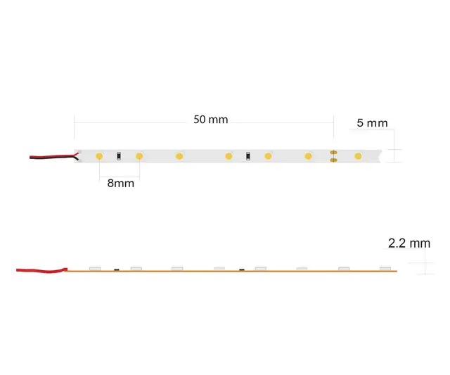 LED Flex 5mm 24V 5M 9,6W/m 2700K IP20 IP20 