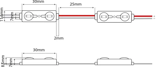 LED Modul 12V 0,72W 150° 7000K 2 LED/Mod 