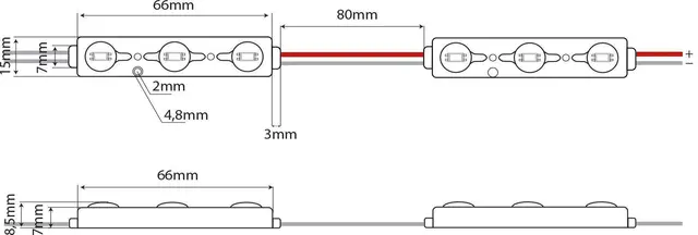 LED Modul 12V 1,08W 150° 7000K 3 LED/Mod 