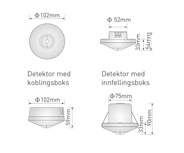 PIR Detektor m/dagslysføler DALI Broadcast 