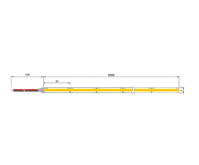 Ledstrip COB 24V 5M 10w/m 2700K 