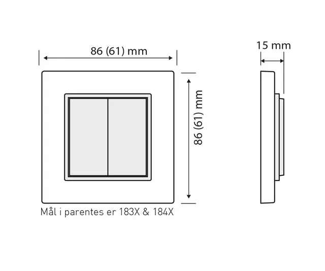 Digidim 184W, EnOcean Panel Dobbel Hvit 