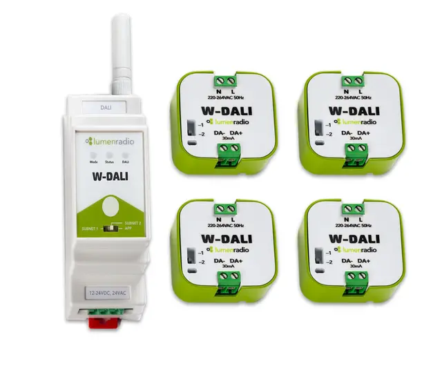 W-DALI Start pakke(1 DIN + 4 Node) W-DALI Start Pakke (1 DIN + 4 Node) 